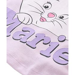 Babyhug Disney Cotton Top With Schiffli Sleeves Aristocats Marie Graphics - Lavender
