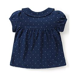 Babyhug Cotton Knit Half Sleeves Night Suit With Cat Print - Navy