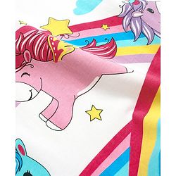 Babyhug Cotton Flutter Sleeves Nighty With Unicorn And Rainbows Print - White