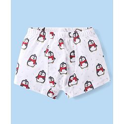 Babyhug 100% Cotton Knit Antibacterial Trunks  with Striped & Penguin Print  Pack of 5 - Red White &  Blue