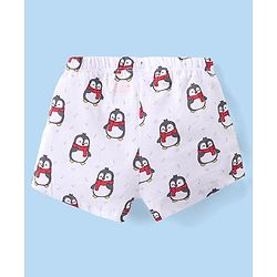 Babyhug 100% Cotton Knit Antibacterial Trunks  with Striped & Penguin Print  Pack of 5 - Red White &  Blue
