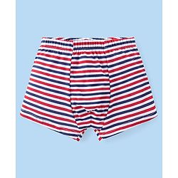 Babyhug 100% Cotton Knit Antibacterial Trunks  with Striped & Penguin Print  Pack of 5 - Red White &  Blue