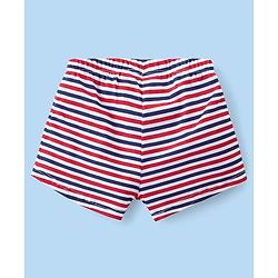Babyhug 100% Cotton Knit Antibacterial Trunks  with Striped & Penguin Print  Pack of 5 - Red White &  Blue