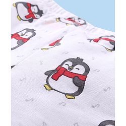 Babyhug 100% Cotton Knit Antibacterial Trunks  with Striped & Penguin Print  Pack of 5 - Red White &  Blue