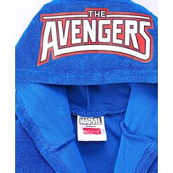 Babyhug Marvel Terry Knit Full Sleeves Hooded Bath Robe With  Pockets & Avengers Graphics - Blue