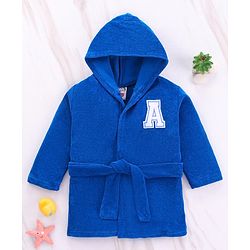 Babyhug Marvel  Hooded Bath Robe With  Front & Back Avengers Graphics - Blue