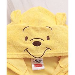 Babyhug Disney Hooded Bath Robe with Pockets & Winnie The Pooh Graphics - Yellow