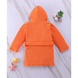 Babyhug Disney Terry Knit Hooded Full Sleeves Bath Robe With Pockets and Chip N Dale Graphics - Orange