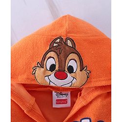 Babyhug Disney Terry Knit Hooded Full Sleeves Bath Robe With Pockets and Chip N Dale Graphics - Orange