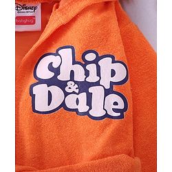 Babyhug Disney Terry Knit Hooded Full Sleeves Bath Robe With Pockets and Chip N Dale Graphics - Orange