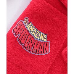 Babyhug Marvel  Terry Knit Hooded Full Sleeves Bath Robe With Pockets and Spider-Man Graphics - Red