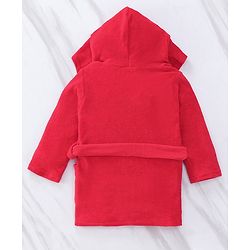 Babyhug Marvel  Terry Knit Hooded Full Sleeves Bath Robe With Pockets and Spider-Man Graphics - Red