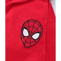 Babyhug Marvel  Terry Knit Hooded Full Sleeves Bath Robe With Pockets and Spider-Man Graphics - Red