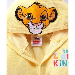 Babyhug Disney Terry Knit Hooded Bath Robe With Pockets & Lion King Graphics - Yellow