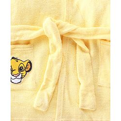Babyhug Disney Terry Knit Hooded Bath Robe With Pockets & Lion King Graphics - Yellow