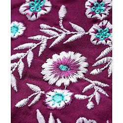 Babyhug Rayon Woven Cap Sleeves Layered Frock with Floral Embroidery - Wine