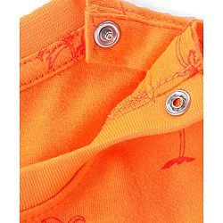 Babyhug Single Jersey Knit Half Sleeves T-Shirt & Denim Short Set with Palm Tree Print - Orange & Blue