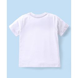 Babyhug Cotton Knit Half Sleeves T-Shirt & Denim Shorts Set With  Animals Print - White & Blue