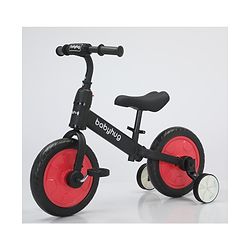Babyhug 2 -1 Balance Bicycle 12 Inches - Red| Adjustable Seat Height| Removable Training Wheels| Removable Pedals| Puncture Proof Tyre