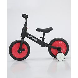 Babyhug 2 -1 Balance Bicycle 12 Inches - Red| Adjustable Seat Height| Removable Training Wheels| Removable Pedals| Puncture Proof Tyre