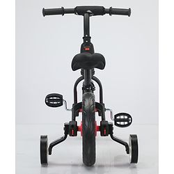 Babyhug 2 -1 Balance Bicycle 12 Inches - Red| Adjustable Seat Height| Removable Training Wheels| Removable Pedals| Puncture Proof Tyre