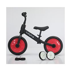 Babyhug 2 -1 Balance Bicycle 12 Inches - Red| Adjustable Seat Height| Removable Training Wheels| Removable Pedals| Puncture Proof Tyre