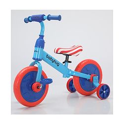 Babyhug 2 -1 Balance Bicycle 12 Inches - Red| Adjustable Seat Height| Removable Training Wheels| Removable Pedals| Puncture Proof Tyre
