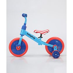 Babyhug 2 -1 Balance Bicycle 12 Inches - Red| Adjustable Seat Height| Removable Training Wheels| Removable Pedals| Puncture Proof Tyre