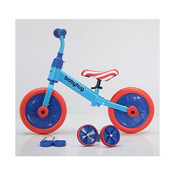 Babyhug 2 -1 Balance Bicycle 12 Inches - Red| Adjustable Seat Height| Removable Training Wheels| Removable Pedals| Puncture Proof Tyre