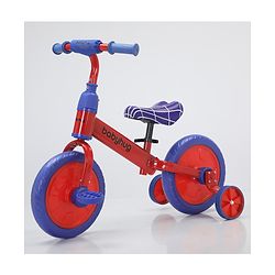Babyhug 2 -1 Balance Bicycle 12 Inches - Red & Navy| Adjustable Seat Height| Removable Training Wheels| Removable Pedals| Puncture Proof Tyre