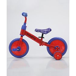 Babyhug 2 -1 Balance Bicycle 12 Inches - Red & Navy| Adjustable Seat Height| Removable Training Wheels| Removable Pedals| Puncture Proof Tyre