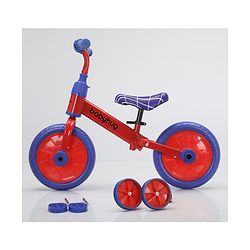 Babyhug 2 -1 Balance Bicycle 12 Inches - Red & Navy| Adjustable Seat Height| Removable Training Wheels| Removable Pedals| Puncture Proof Tyre