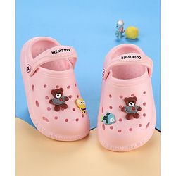 Cute Walk by Babyhug Slip On Clogs With Back Strap Closure & Appliques - Pink