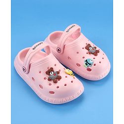 Cute Walk by Babyhug Slip On Clogs With Back Strap Closure & Appliques - Pink