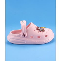 Cute Walk by Babyhug Slip On Clogs With Back Strap Closure & Appliques - Pink