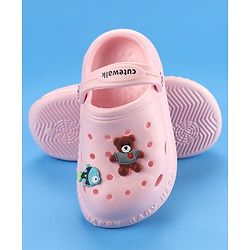 Cute Walk by Babyhug Slip On Clogs With Back Strap Closure & Appliques - Pink