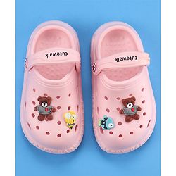Cute Walk by Babyhug Slip On Clogs With Back Strap Closure & Appliques - Pink