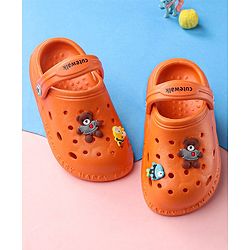 Cute Walk by Babyhug Slip On Clogs Teddy Bear Applique - Orange