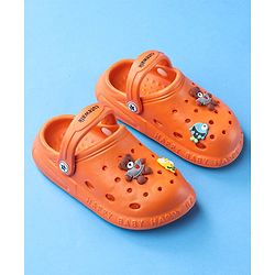 Cute Walk by Babyhug Slip On Clogs Teddy Bear Applique - Orange