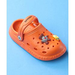 Cute Walk by Babyhug Slip On Clogs Teddy Bear Applique - Orange