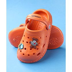 Cute Walk by Babyhug Slip On Clogs Teddy Bear Applique - Orange