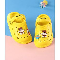 Cute Walk by Babyhug Clogs With Backstrap Closure Teddy & Rocket Applique -  Yellow