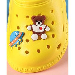 Cute Walk by Babyhug Clogs With Backstrap Closure Teddy & Rocket Applique -  Yellow