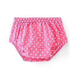 Babyhug Cotton Jersey Knit Frill Sleeves  Frock with Bloomer Polka Dots & Butterfly Print   - Pink