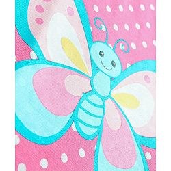 Babyhug Cotton Jersey Knit Frill Sleeves  Frock with Bloomer Polka Dots & Butterfly Print   - Pink