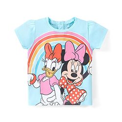 Babyhug Disney Cotton Knit Half Sleeves Top with Minnie Mouse Graphics - Blue