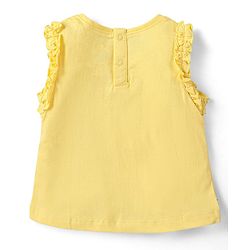 Babyhug Disney Cotton Knit Sleeveless Top with Frill Detailing & Aristocat Marie Graphics - Yellow