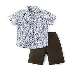 Babyhug Cotton Woven Half Sleeves Printed Shirt & Shorts Set  - Multicolor