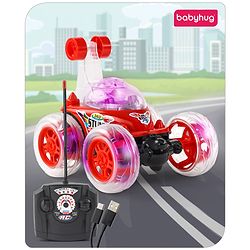 Babyhug Remote Control 360 Degree Twisting Stunt Red Car| 1:24 Scale Rechargeable Car with Lights| Gifting Car for 4 years + Kids| BIS Certified