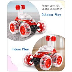 Babyhug Remote Control 360 Degree Twisting Stunt Red Car| 1:24 Scale Rechargeable Car with Lights| Gifting Car for 4 years + Kids| BIS Certified